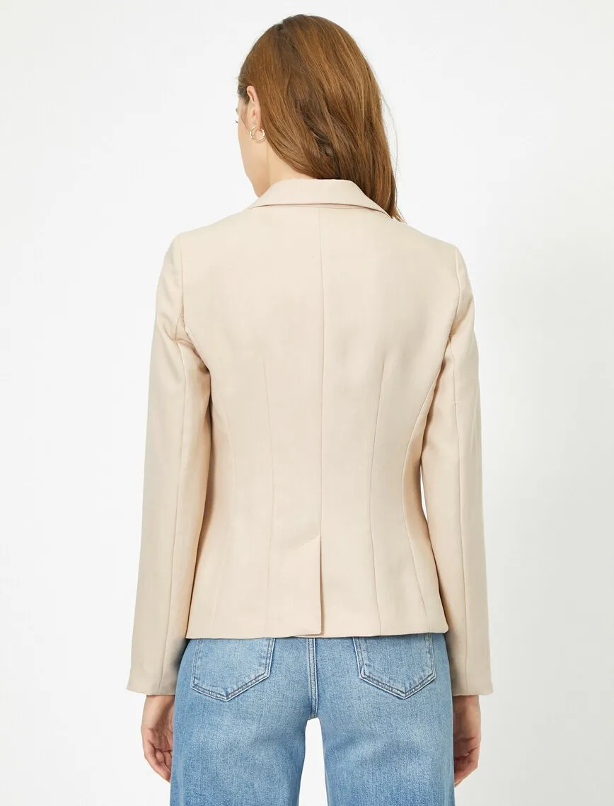 16538 Beige Tailored Crop Jacket