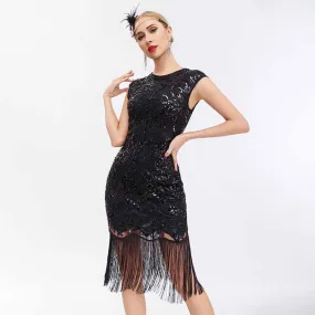 1920s Flapper Dress Fringe Sequin Dress Event Dress