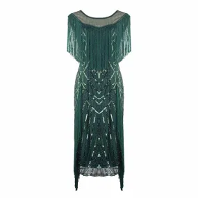 1920s Gatsby Dress Long Fringe Flapper Dress 20s Sequins Beaded Dress