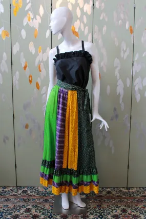 1970s Patchwork Maxi Skirt, Waist 24"