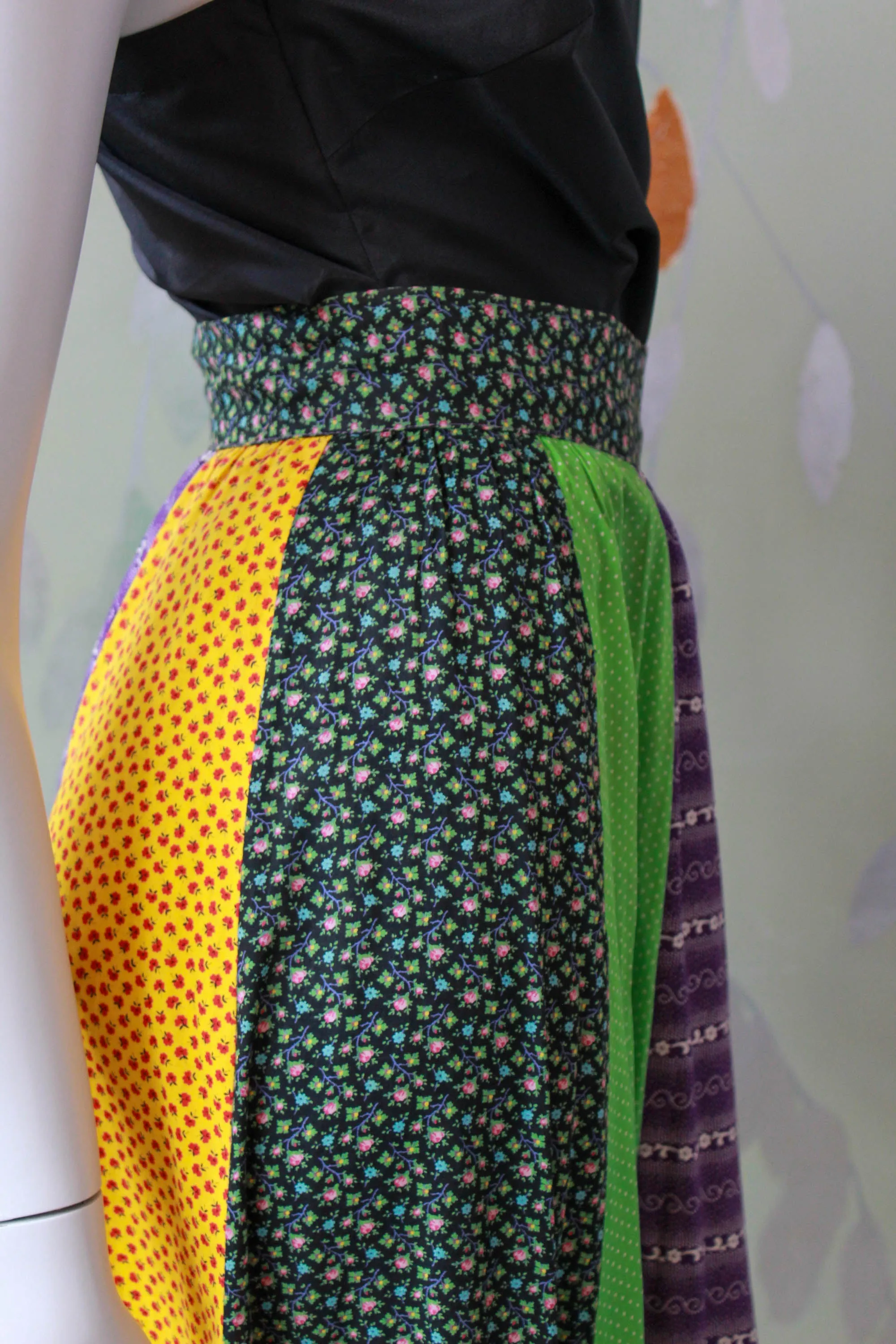 1970s Patchwork Maxi Skirt, Waist 24"