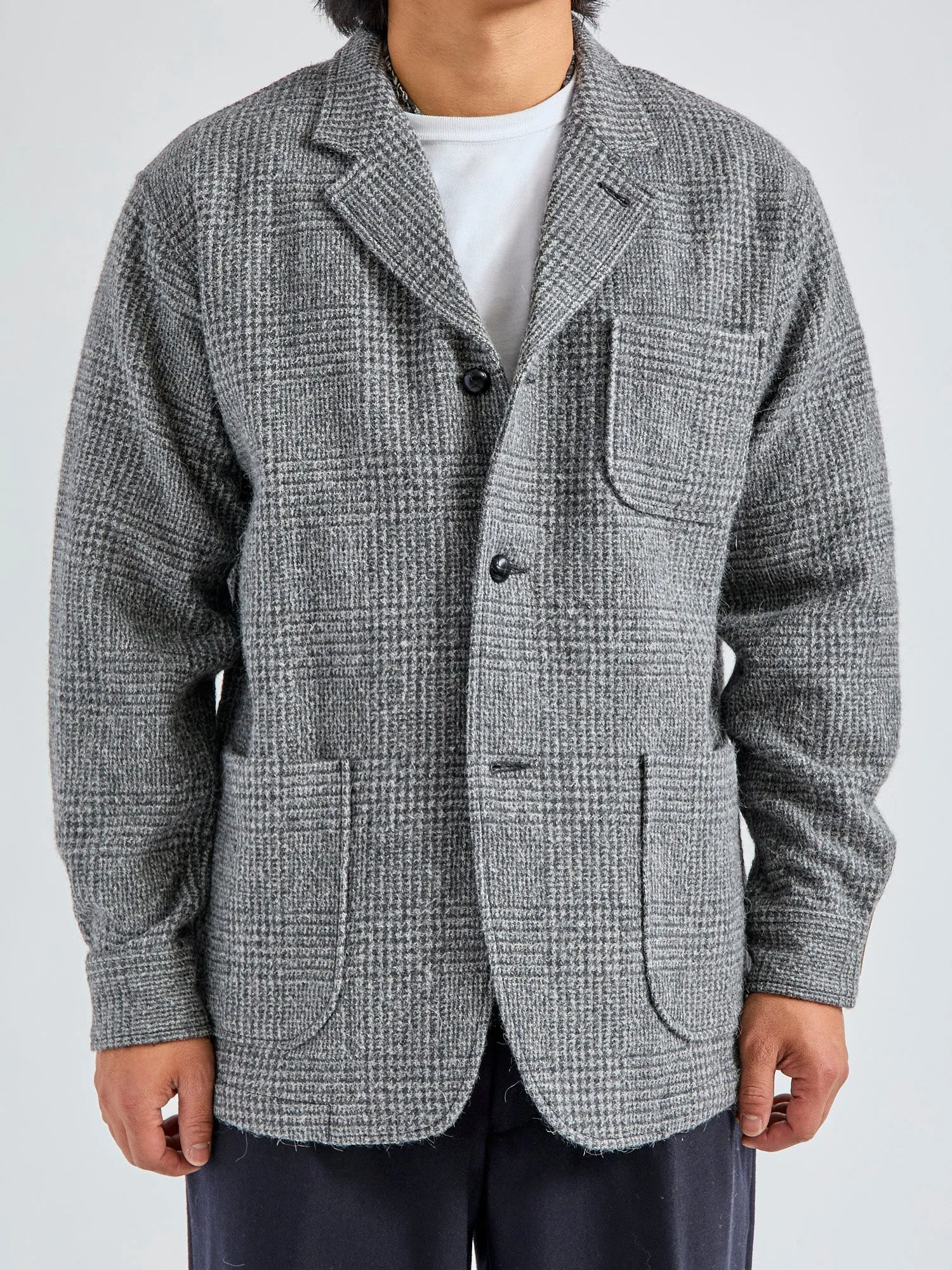 4B Cuffs Alpaca Tweed Jacket in Grey Glen Check