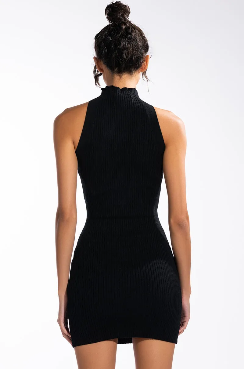 ALL THE CUTOUTS RIBBED MINI DRESS