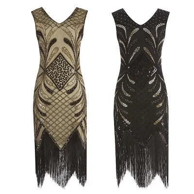 Art deco beaded dress with fringing