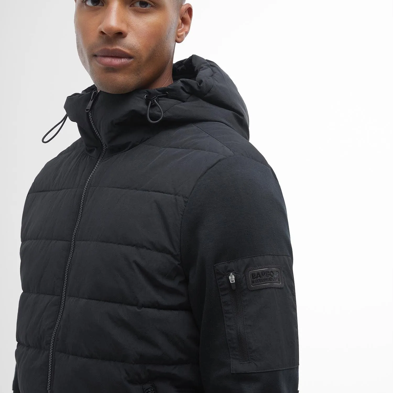 Barbour International Stanley Hooded Quilted Sweatshirt In Black