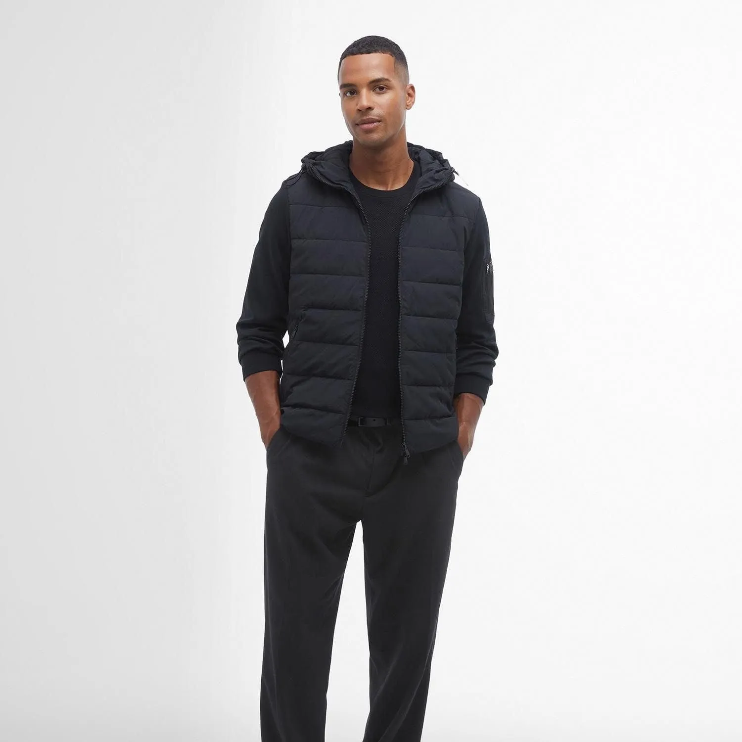 Barbour International Stanley Hooded Quilted Sweatshirt In Black