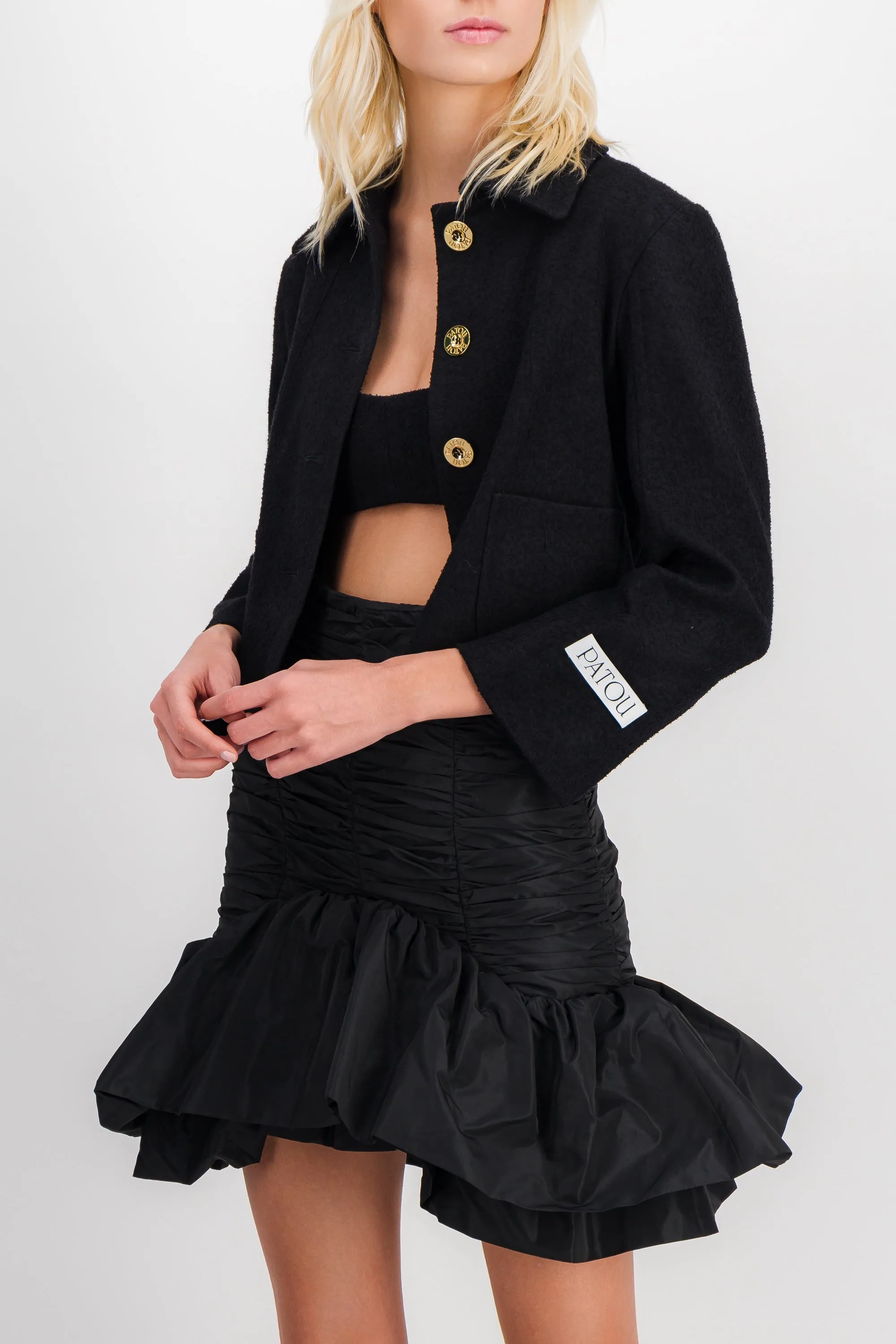 Black tweed tailored short jacket