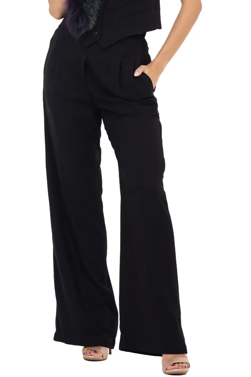 Black Wide Leg Women's Tailored Trousers