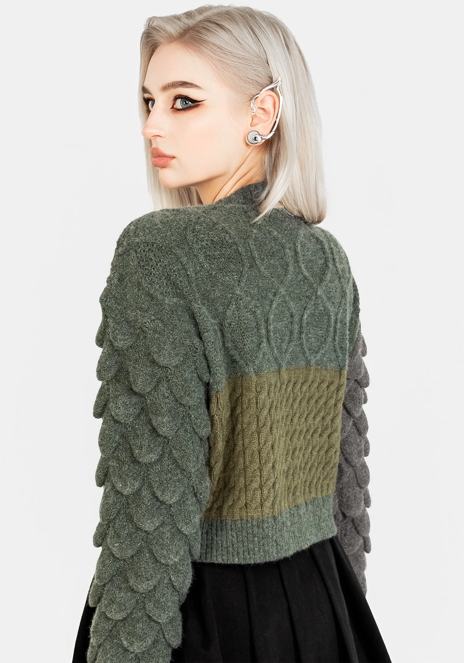 Brazen Spliced Crop Jumper In Cobra Green