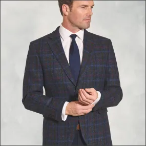 Brook Taverner Inverurie Navy Check Harris Tweed Jacket--