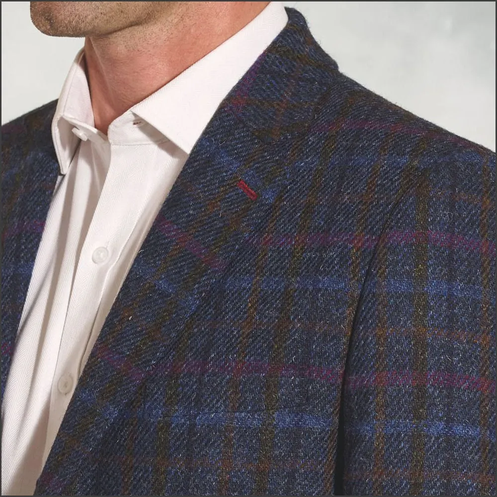 Brook Taverner Inverurie Navy Check Harris Tweed Jacket--