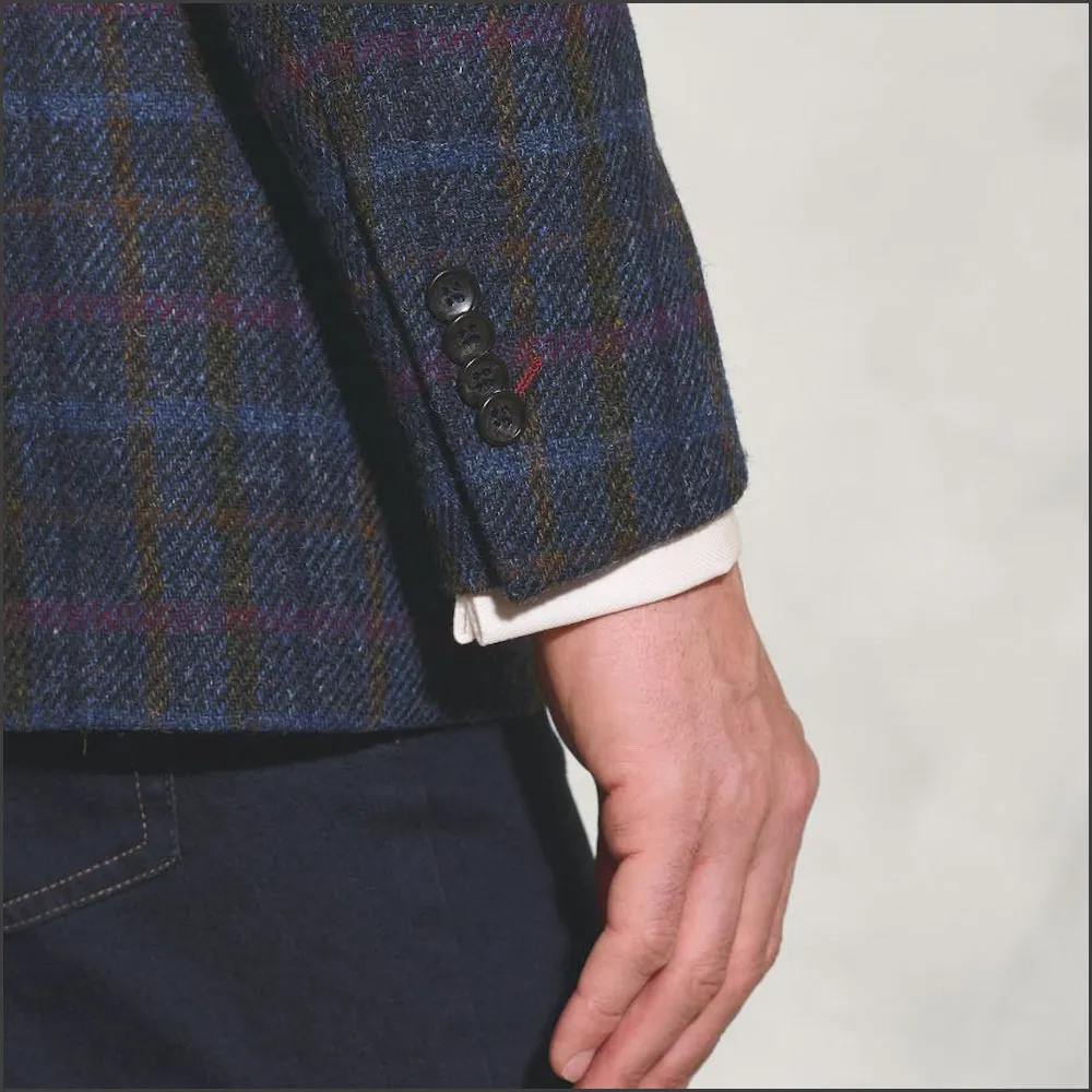 Brook Taverner Inverurie Navy Check Harris Tweed Jacket--