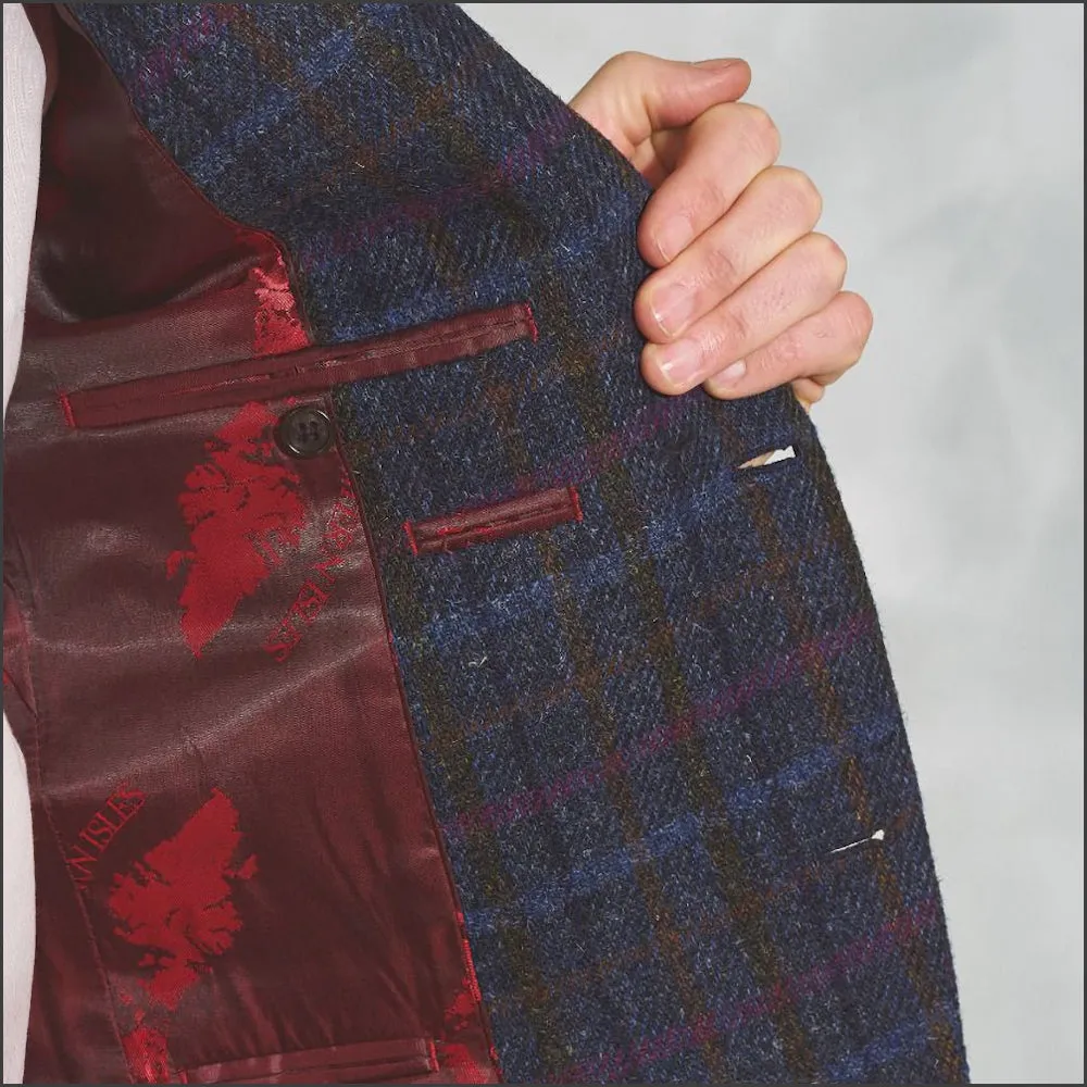 Brook Taverner Inverurie Navy Check Harris Tweed Jacket--