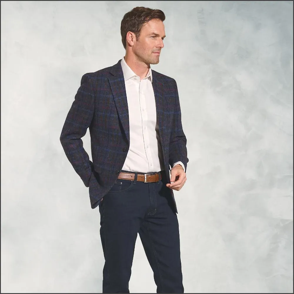 Brook Taverner Inverurie Navy Check Harris Tweed Jacket--