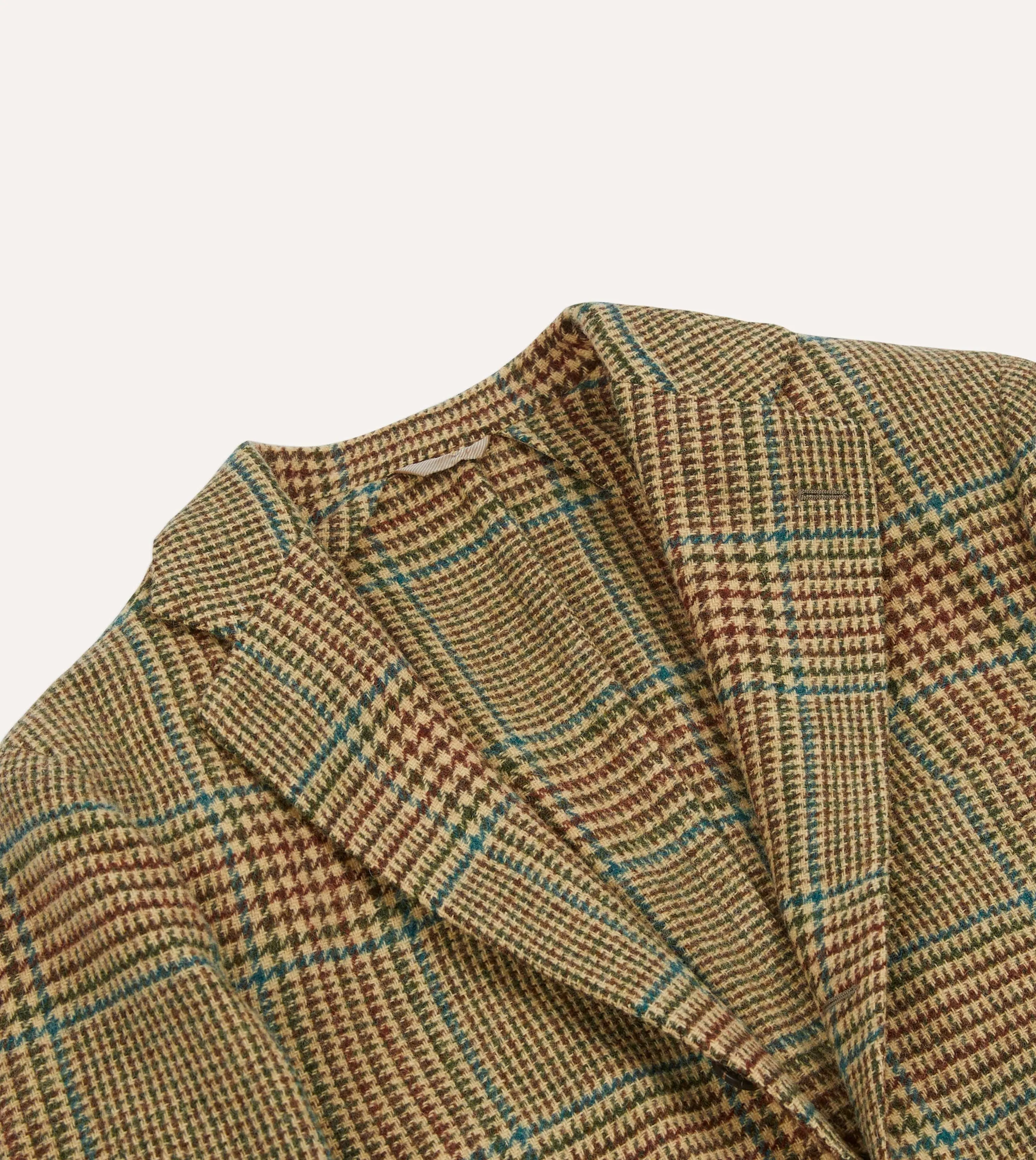 Brown, Green and Blue Houndstooth Check Tweed Blazer