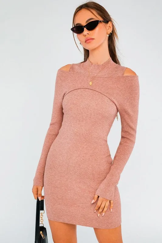 Cinnamon 2 Layered Ribbed Knit Dress