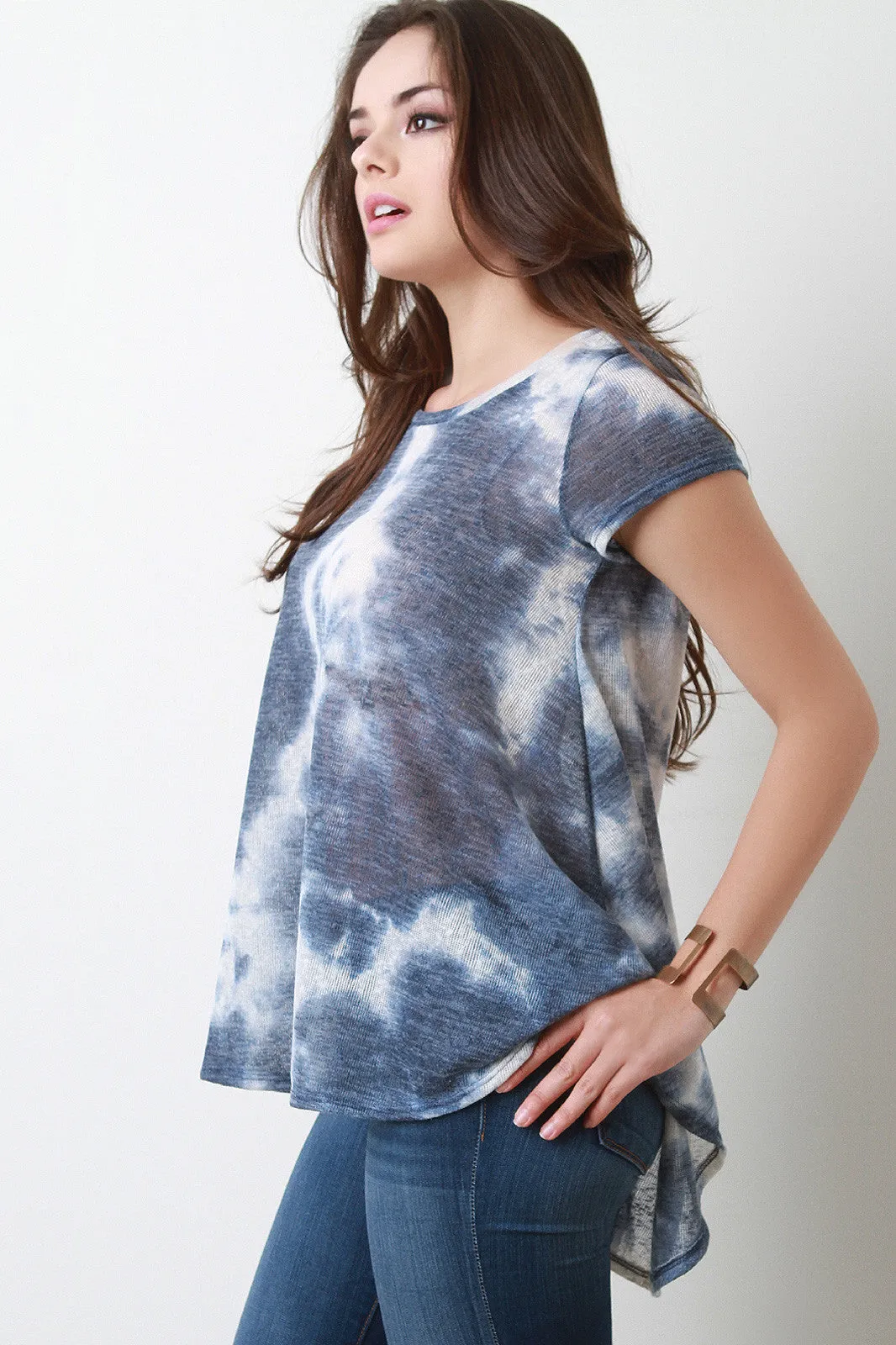 Cloudy Tie Dye High-Low Top