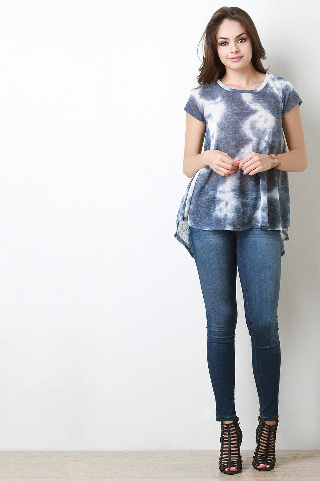 Cloudy Tie Dye High-Low Top