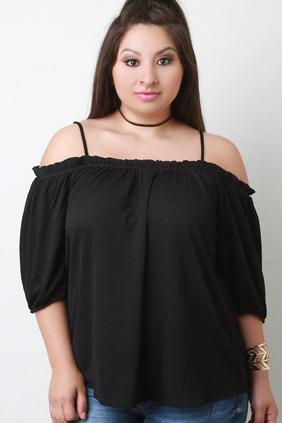 Cold Shoulder High Low Hem Top