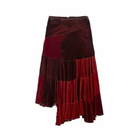 Comme des Garçons Red Velvet Asymmetric Patchwork Skirt