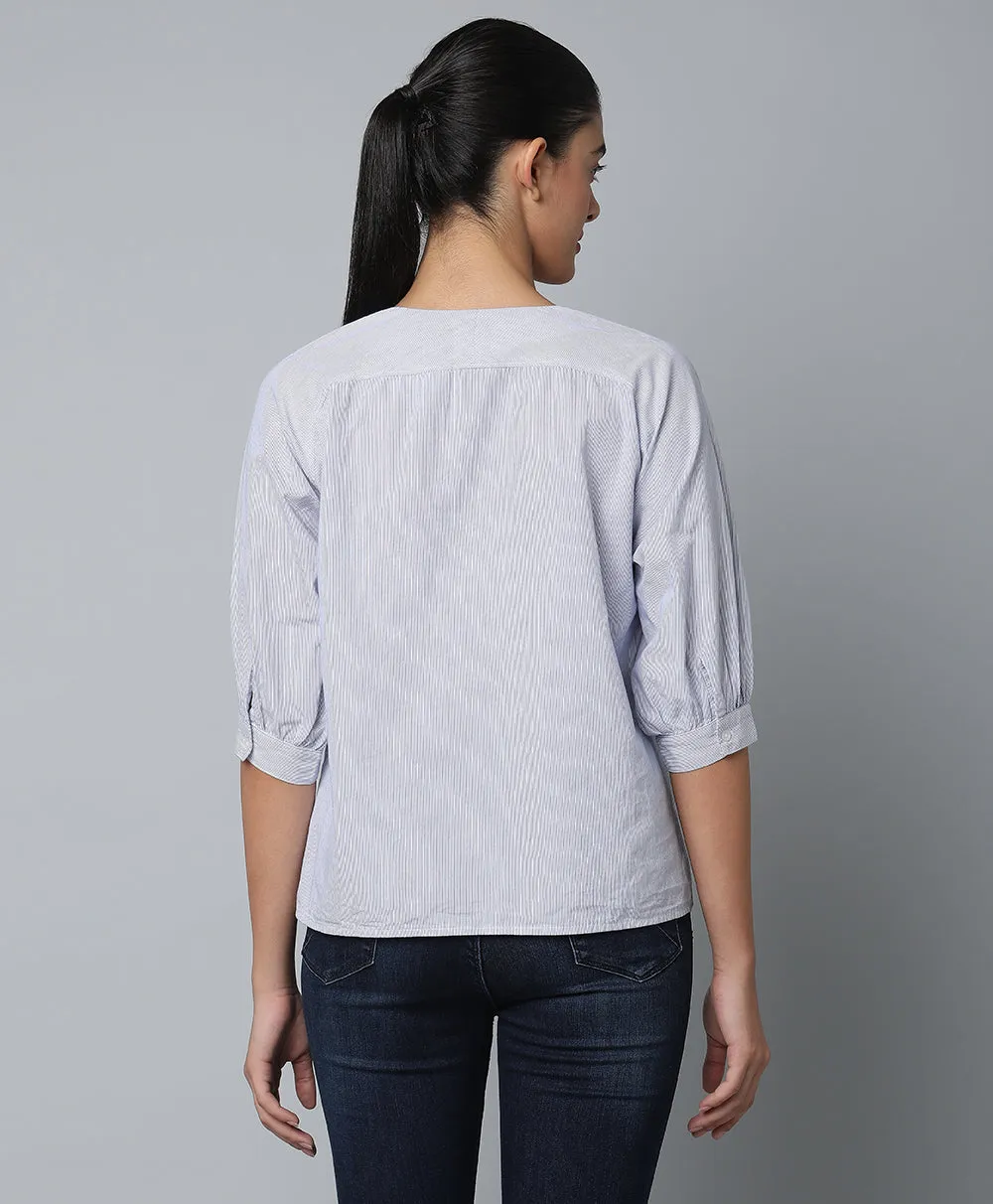 Cotton High Low Top- Striped