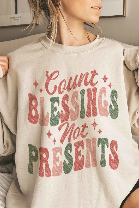 COUNT CHRISTMAS BLESSINGS OVERSIZED SWEATSHIRT