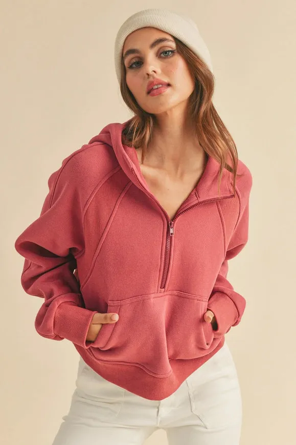 Drea Half-Zip Hoodie Berry