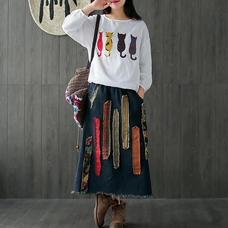 Franfreluche Patchwork Denim Skirt