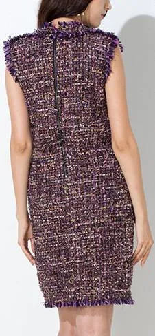 Fringed Tweed Shift Dress