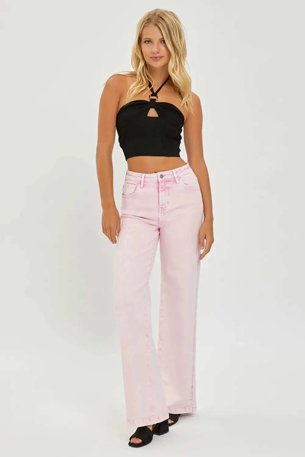 Full Size High Rise Tummy Control Wide Leg Jeans