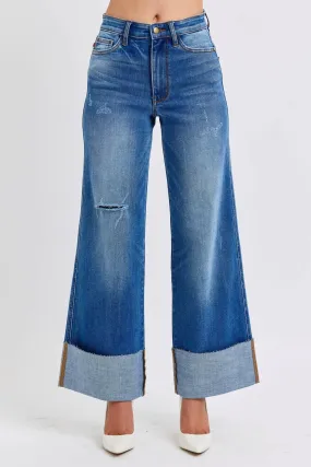 Judy Blue Full Size Distressed High Waist Wide Leg Jeans | Sleek Denim Boutique