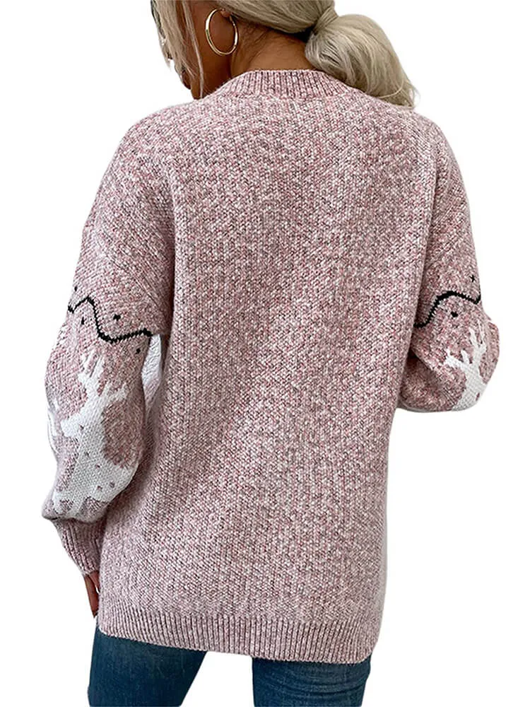 Knitted Single Breasted Long Sleeve Christmas Cardigan