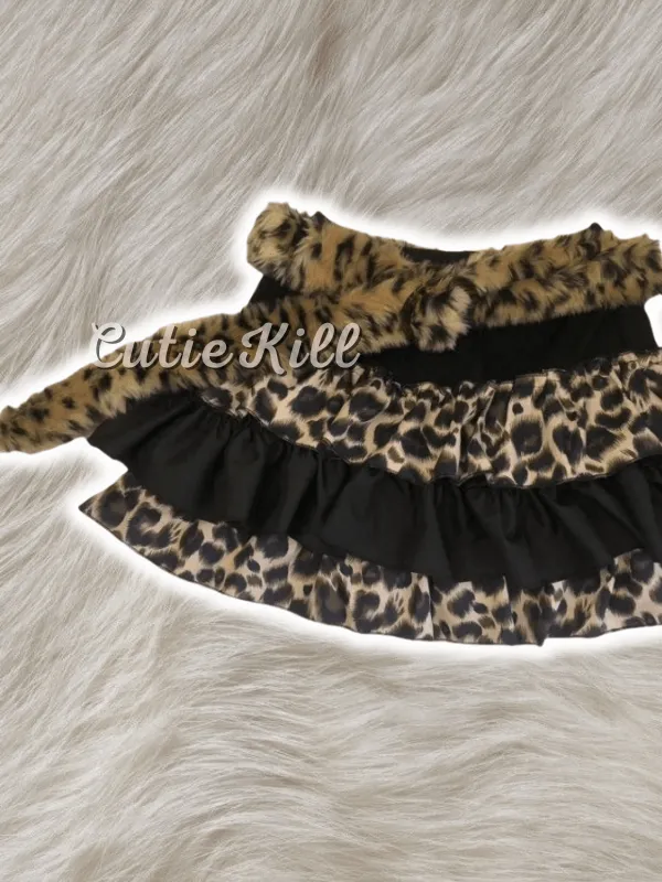 Leopard patchwork mini skirt