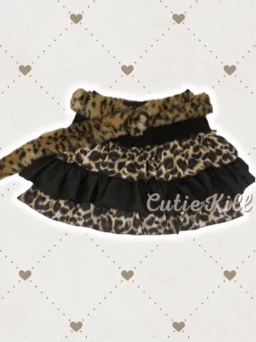 Leopard patchwork mini skirt