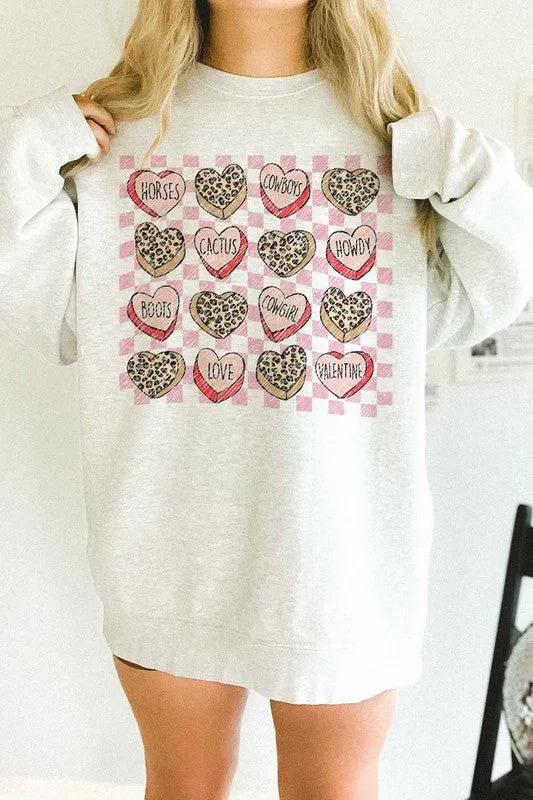 LEOPARD VALENTINE CANDY OVERSIZED SWEATSHIRT