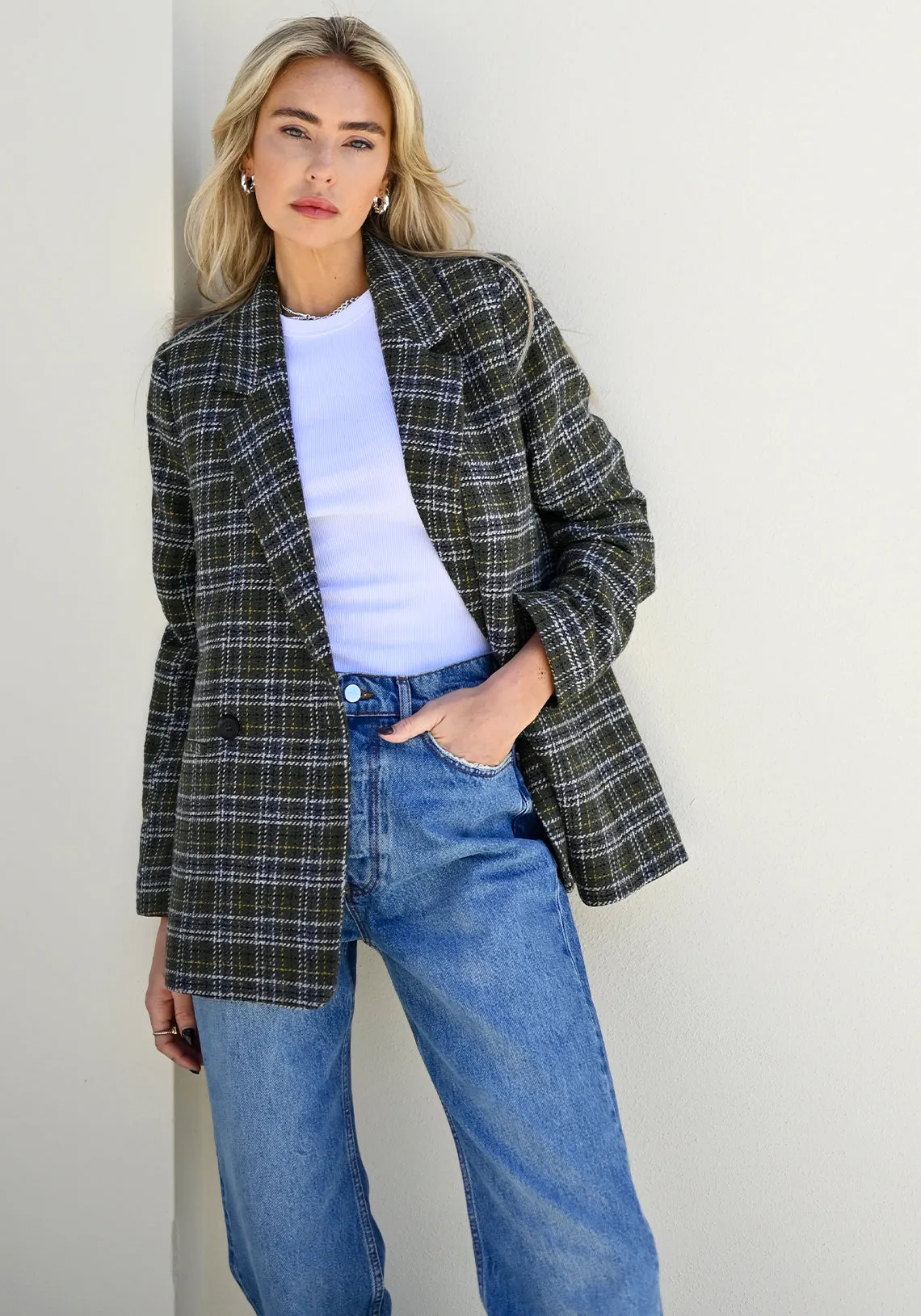 MADELEINE BLAZER GREEN PLAID