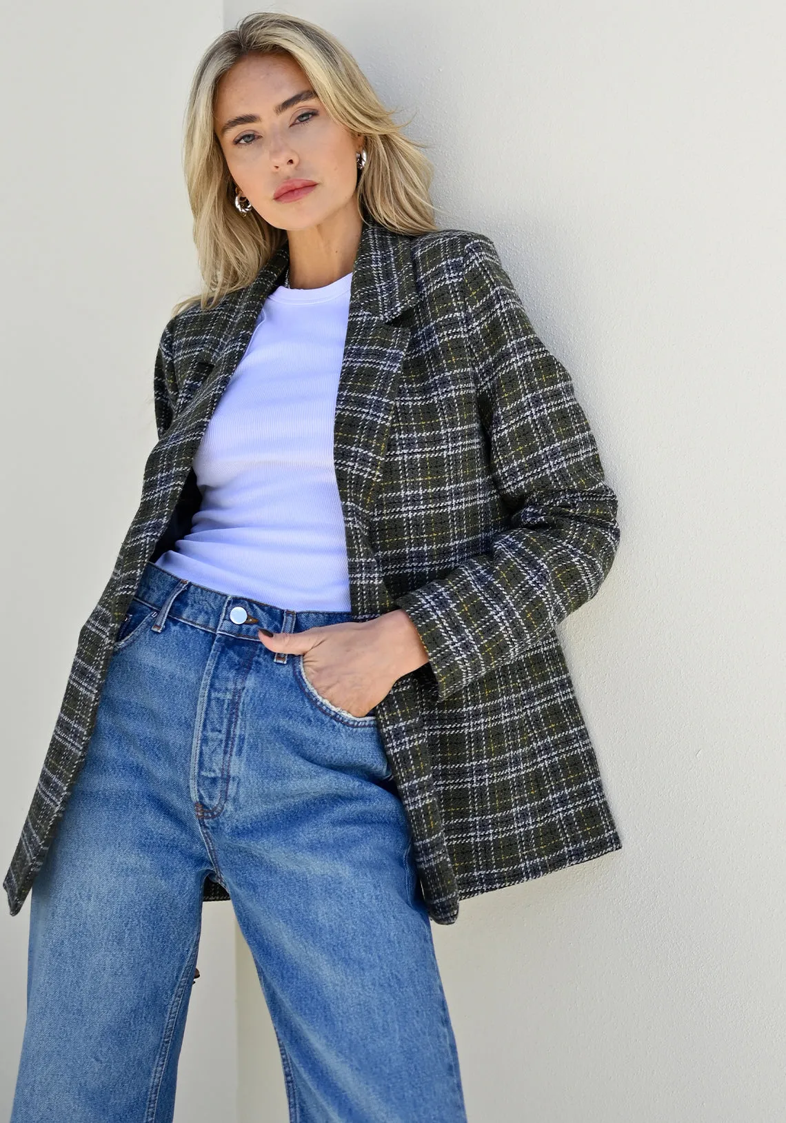 MADELEINE BLAZER GREEN PLAID