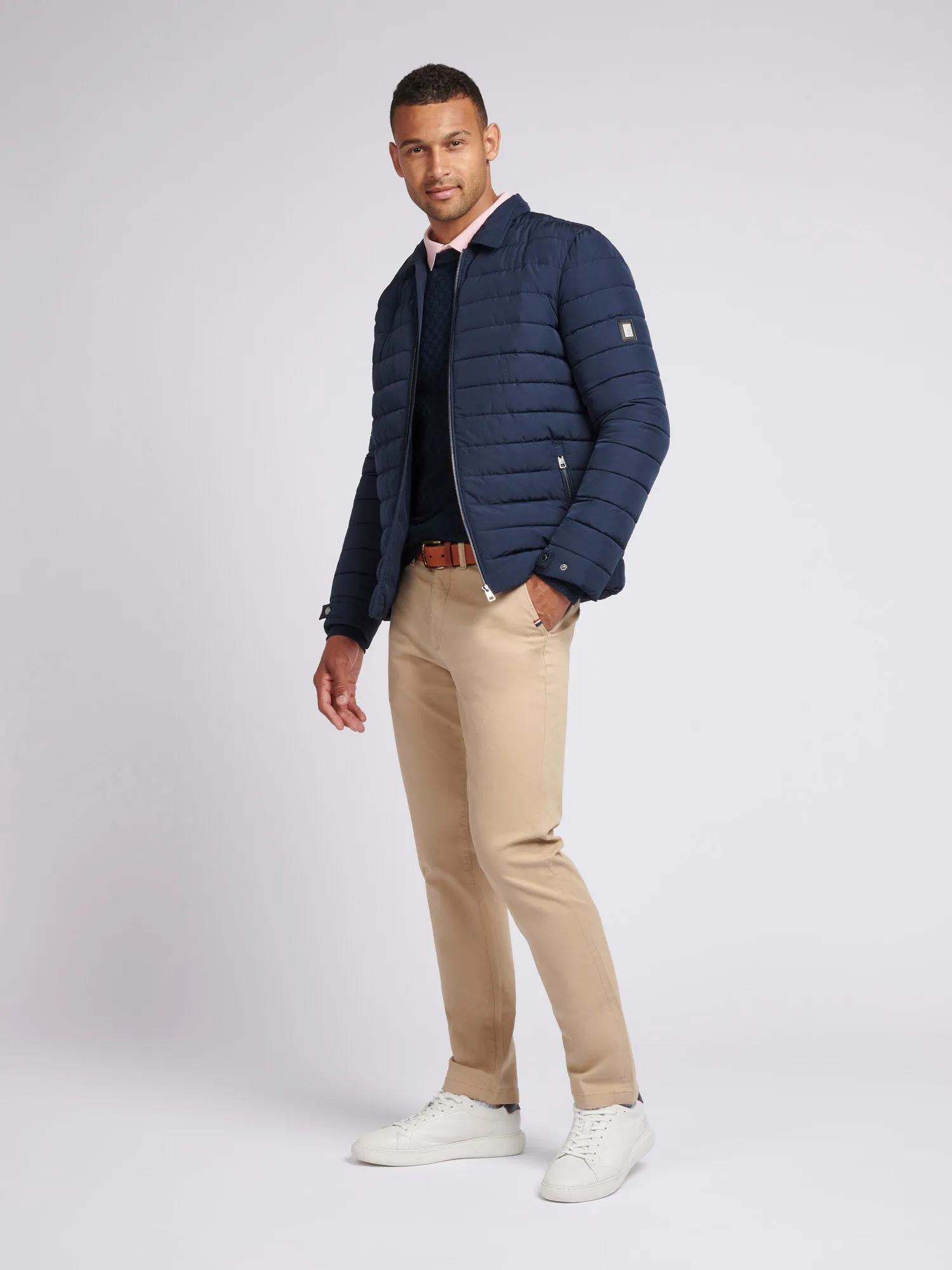 Mens Lightweight Quilted Collared Jacket in Dark Sapphire Navy