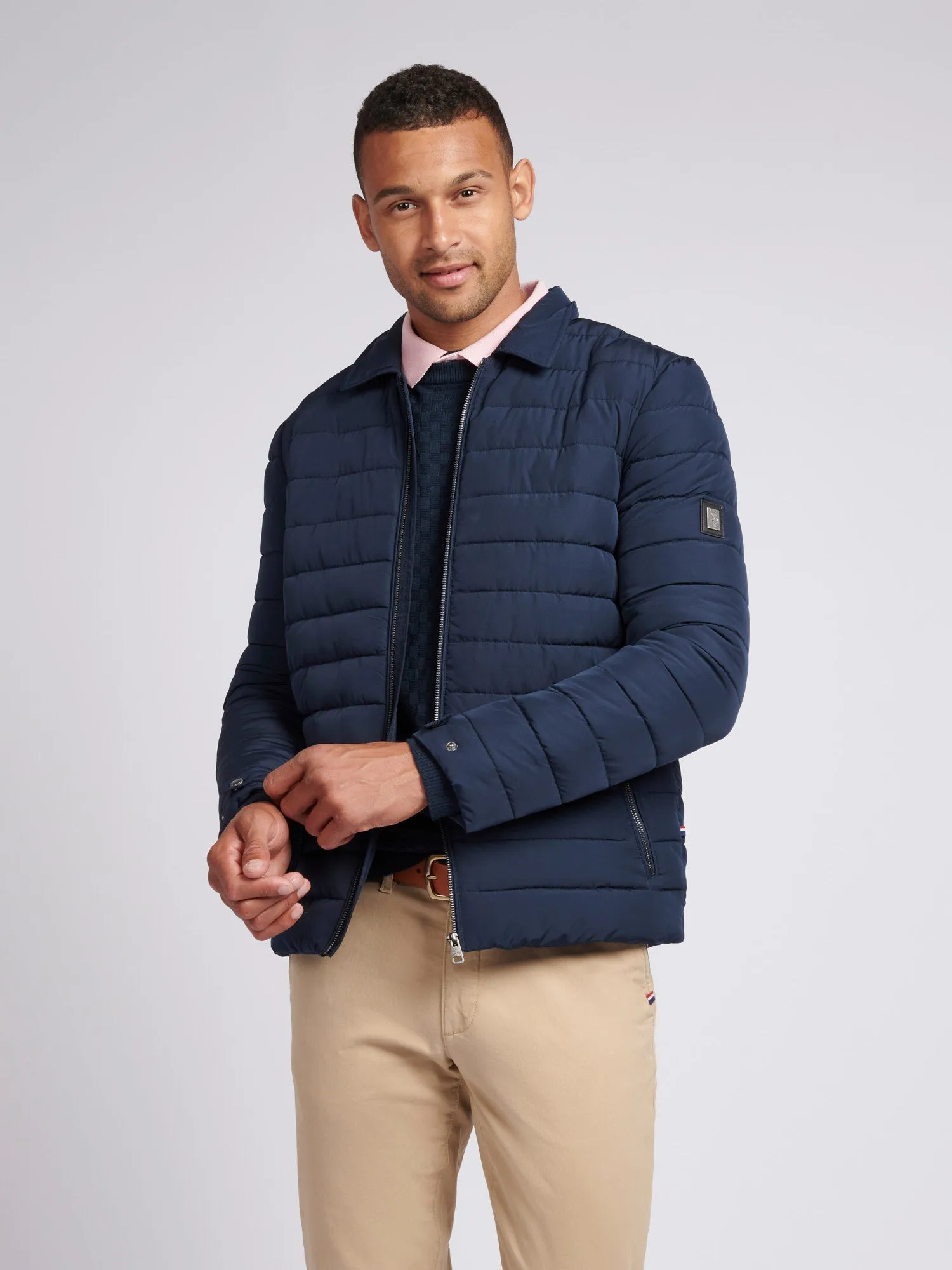 Mens Lightweight Quilted Collared Jacket in Dark Sapphire Navy