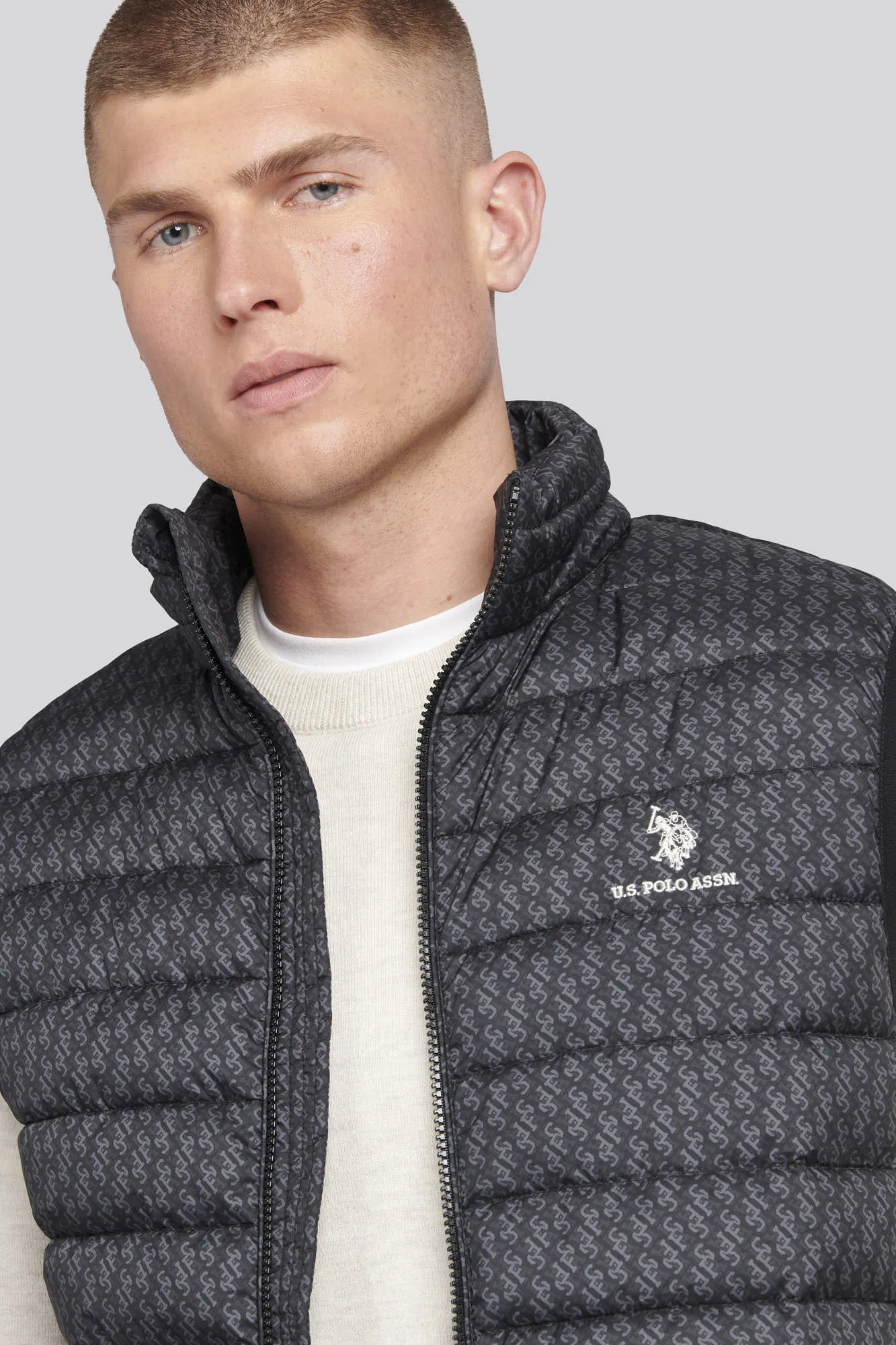 Mens Monogram Quilted Gilet in Black Bright White DHM