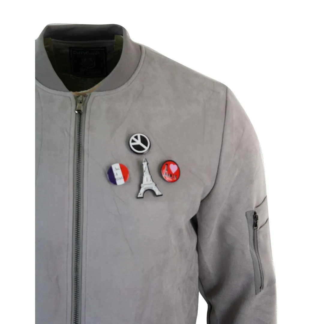 Men's Suede Velvet Flight Bomber Jacket Badge