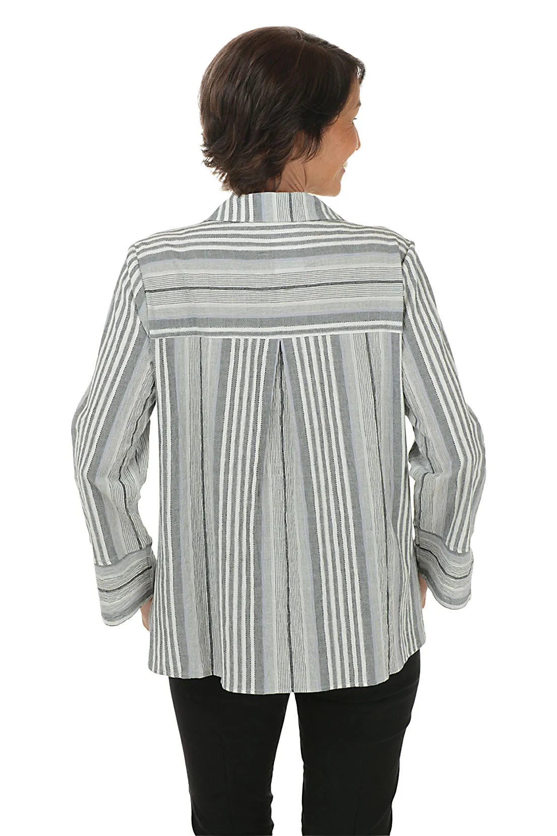 Mixed Stripe High-Low Shirt