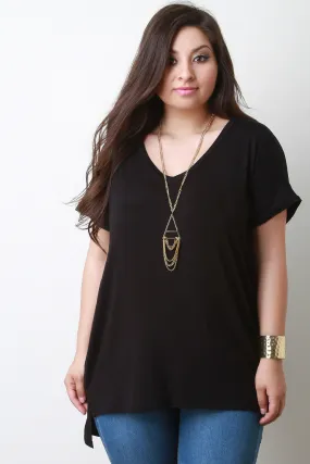 Oversized V-Neck High-Low Tee