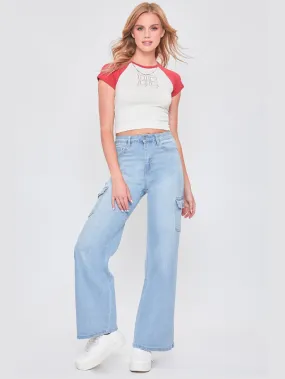 SGW - Ice Blue High-Waisted Cargo Wide-Leg Jeans