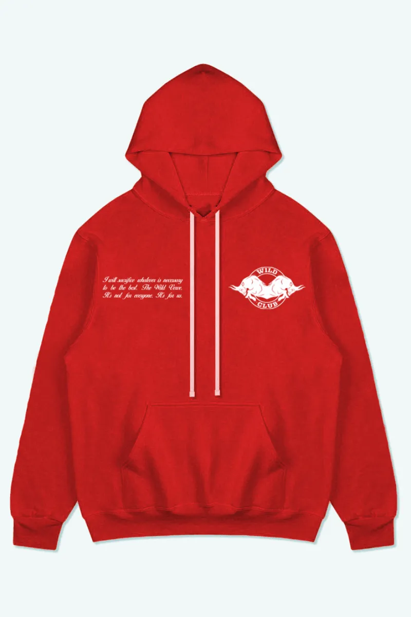 Signature White Bull Oversized Hoodie (RED)