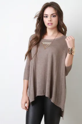 Slit Dolman Sleeves High Low Top