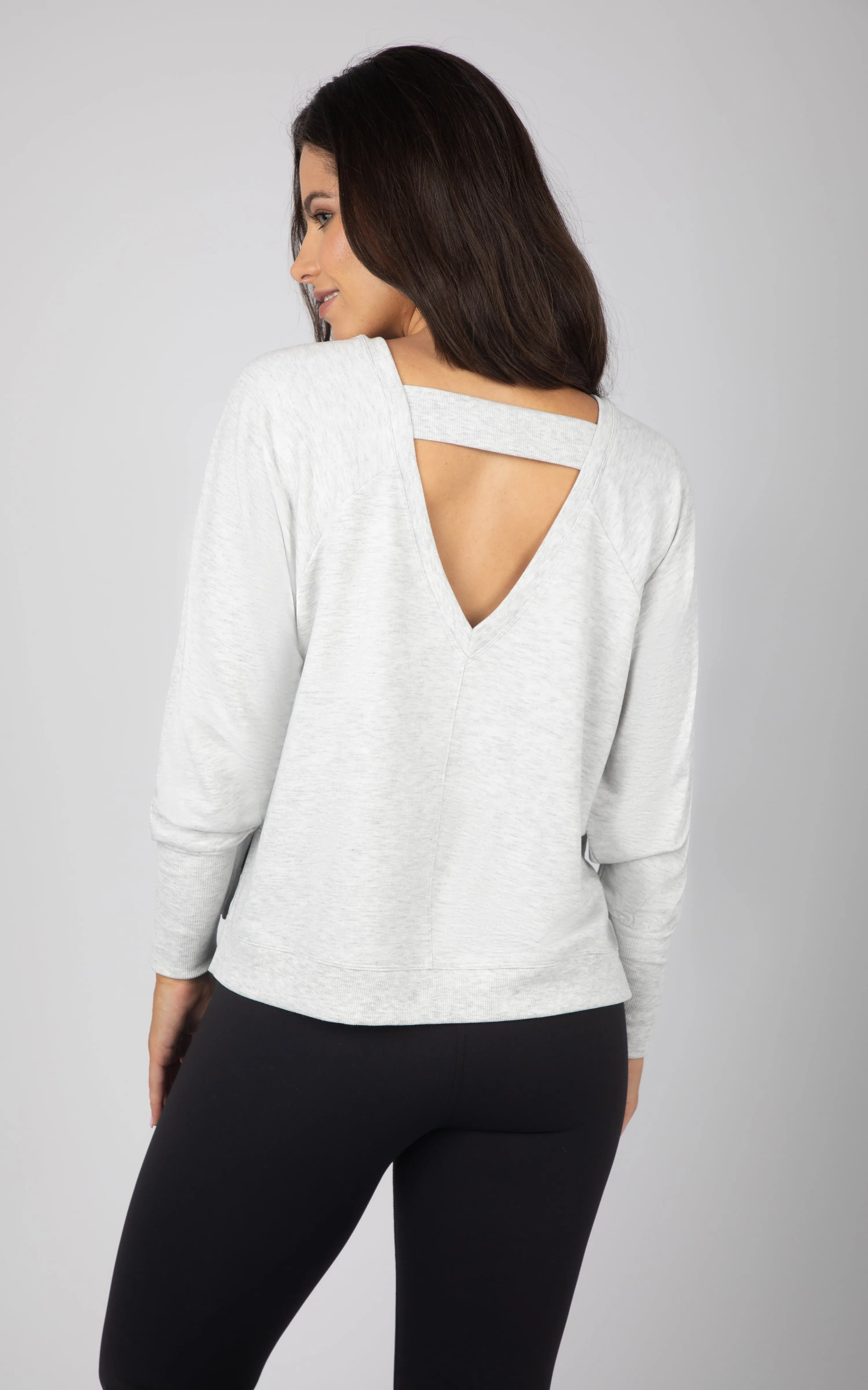 Terry Cutout Back High Low Sweatshirt