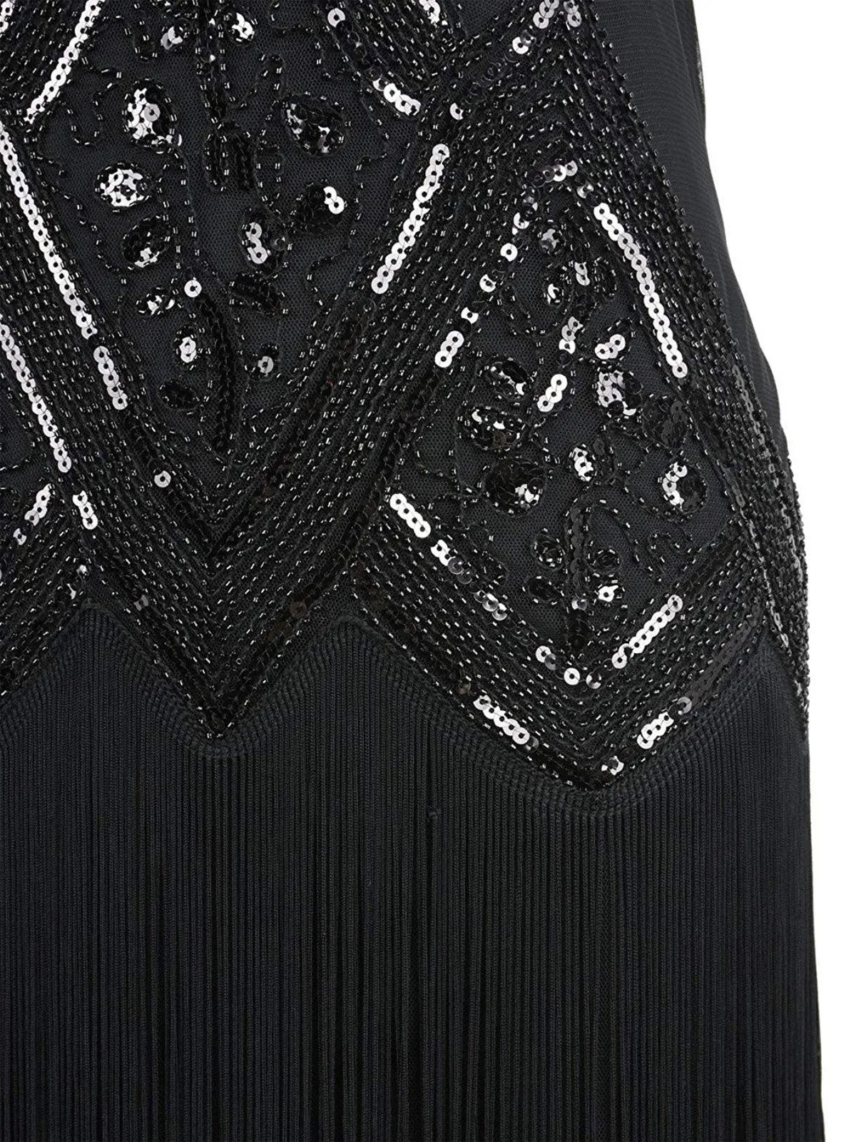 [US Warehouse] Black 1920s Beaded Fringed Flapper Dress