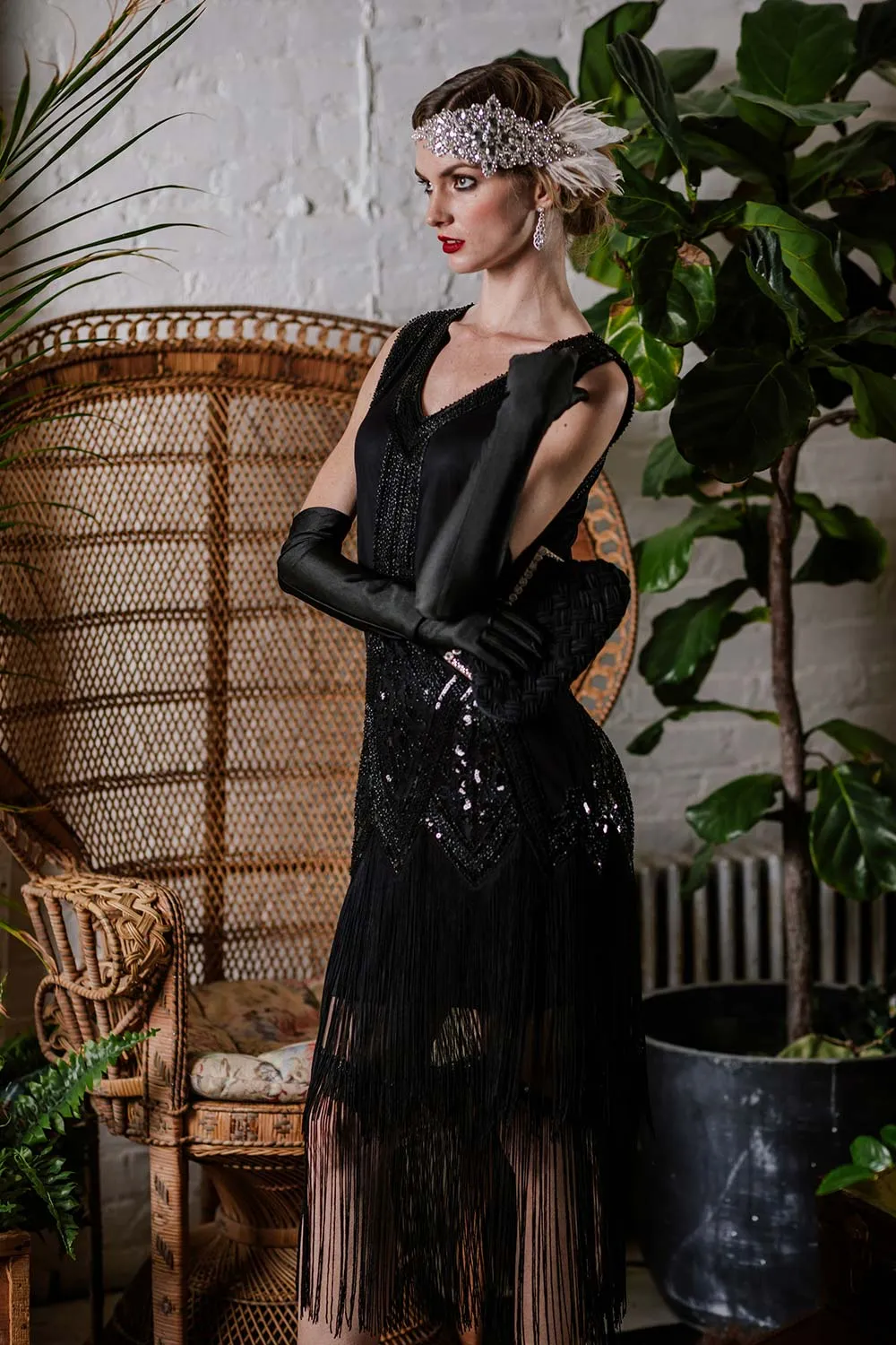 [US Warehouse] Black 1920s Beaded Fringed Flapper Dress