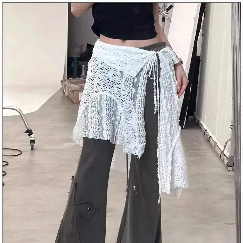 Vintage Grunge Lace Irregular Tulle Patchwork Streetwear Skirt